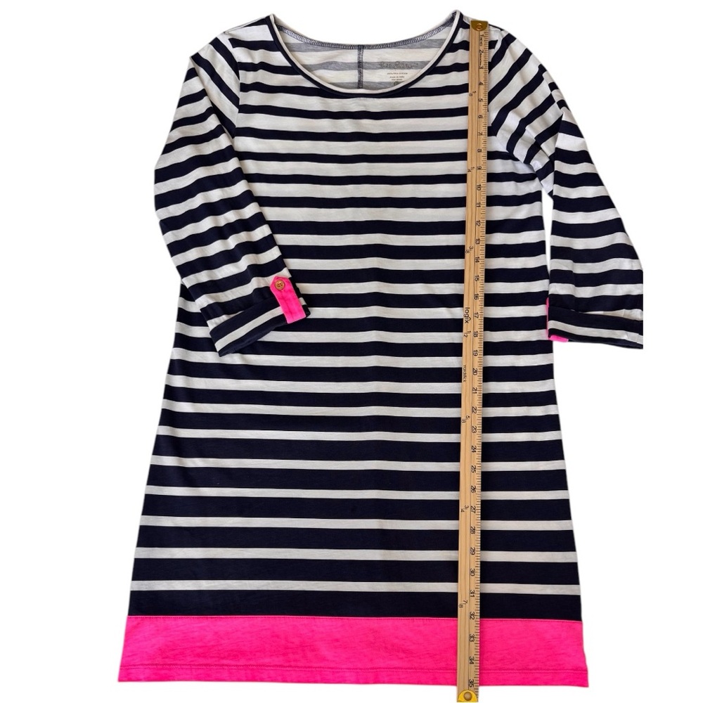 Lilly Pulitzer Linden T-Shirt Striped A-Line Blue, White and Pink Dress, Sz L - Picture 6 of 9